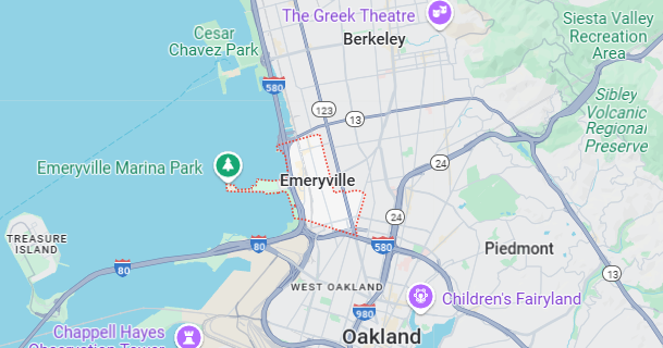 Emeryvillle map Anesthesia Services in Alameda