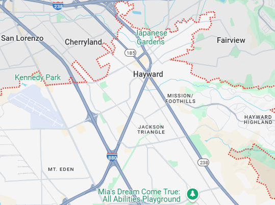 Hayward map Anesthesia Services in Alameda